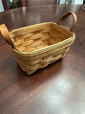Vintage 1995 Hand-Woven Longaberger Basket with Leather Handles Dresden Ohio